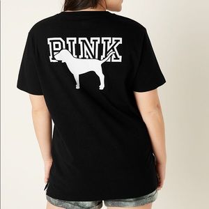 💗VS PINK BLACK & WHITE PUP LOGO CAMPUS TEE